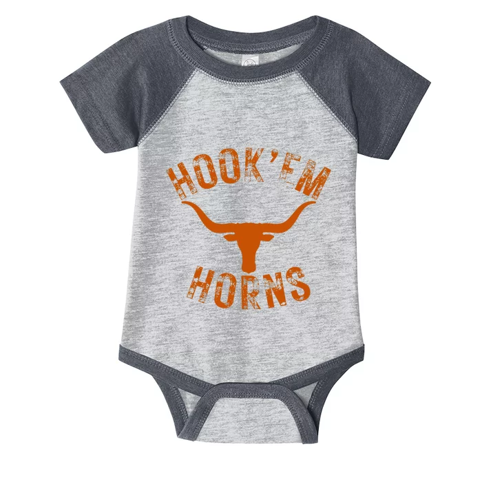 Hook'em Horns State of Texas Bull Head with Longhorns Design Infant Baby Jersey Bodysuit