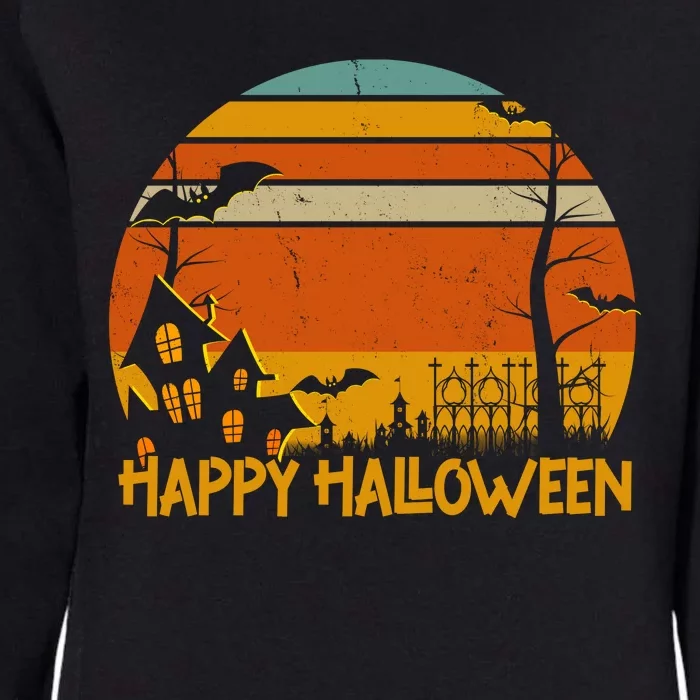 Happy Halloween Spooky Bats Vintage Sunset Womens California Wash Sweatshirt