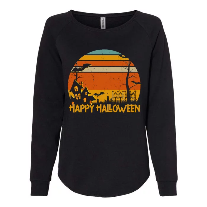 Happy Halloween Spooky Bats Vintage Sunset Womens California Wash Sweatshirt