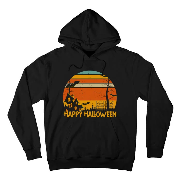 Happy Halloween Spooky Bats Vintage Sunset Tall Hoodie