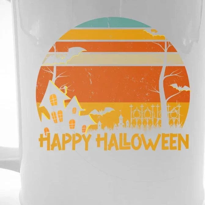 Happy Halloween Spooky Bats Vintage Sunset Front & Back Beer Stein