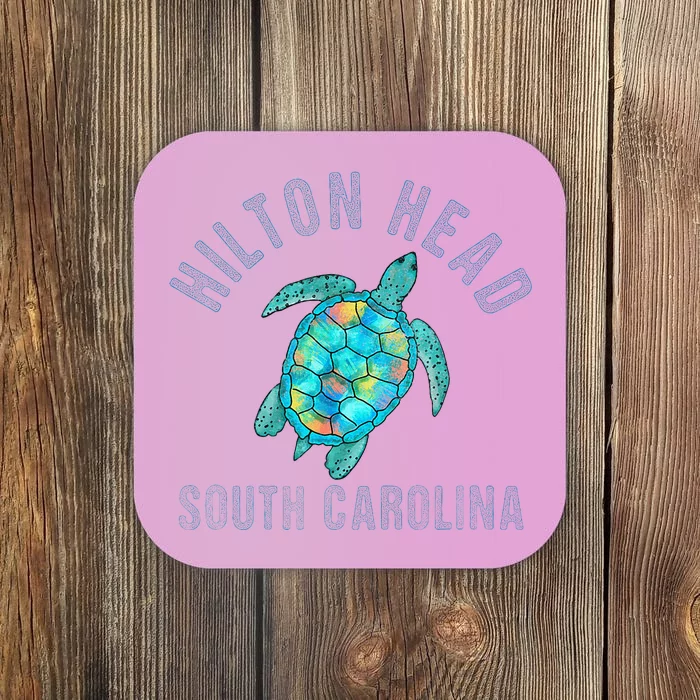 Hilton Head SC Beach Design Sea Turtle Illustration Gift Coaster