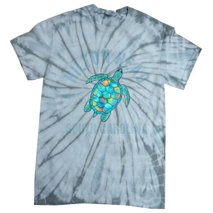 Hilton Head SC Beach Design Sea Turtle Illustration Gift Tie-Dye T-Shirt