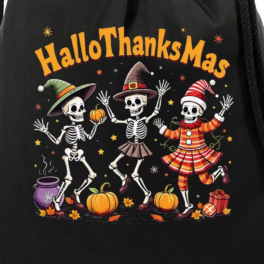 Happy Hallothanksmas Skeleton Dance Throw Pillows Halloween Drawstring Bag