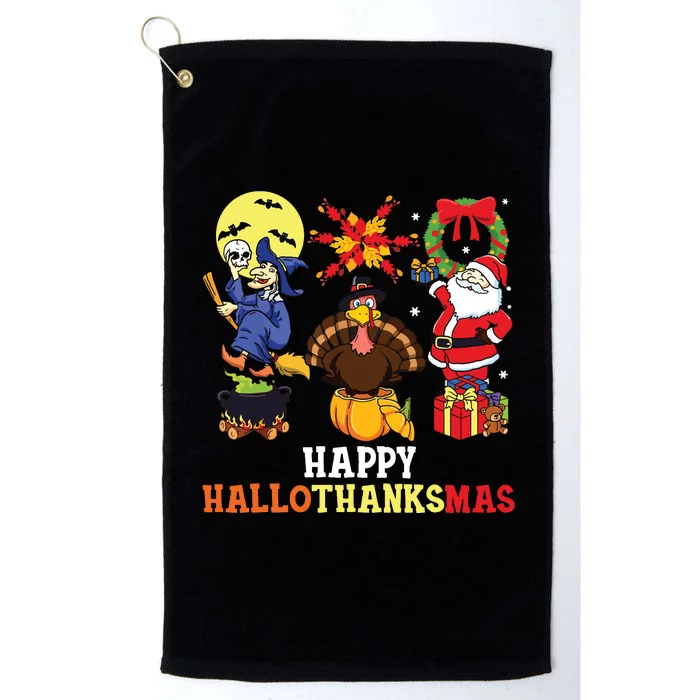 Happy Hallothanksmas Shirts Halloween Thanksgiving Christmas Platinum Collection Golf Towel