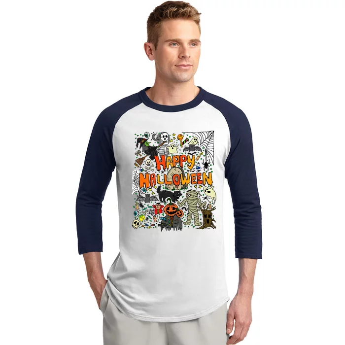 Happy Halloween Scary Retro Gift Baseball Sleeve Shirt