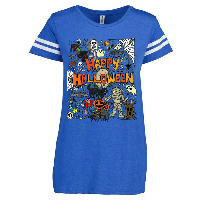 Happy Halloween Scary Retro Gift Enza Ladies Jersey Football T-Shirt