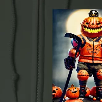 Halloween Hockey Season Pumpkin Player Full Zip Hoodie