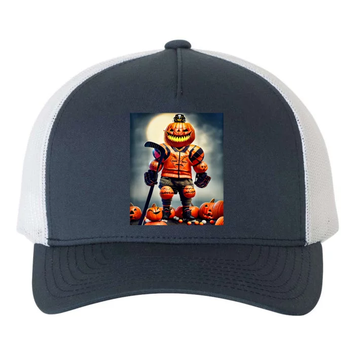 Halloween Hockey Season Pumpkin Player Yupoong Adult 5-Panel Trucker Hat