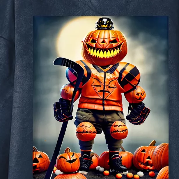 Halloween Hockey Season Pumpkin Player Hooded Wearable Blanket