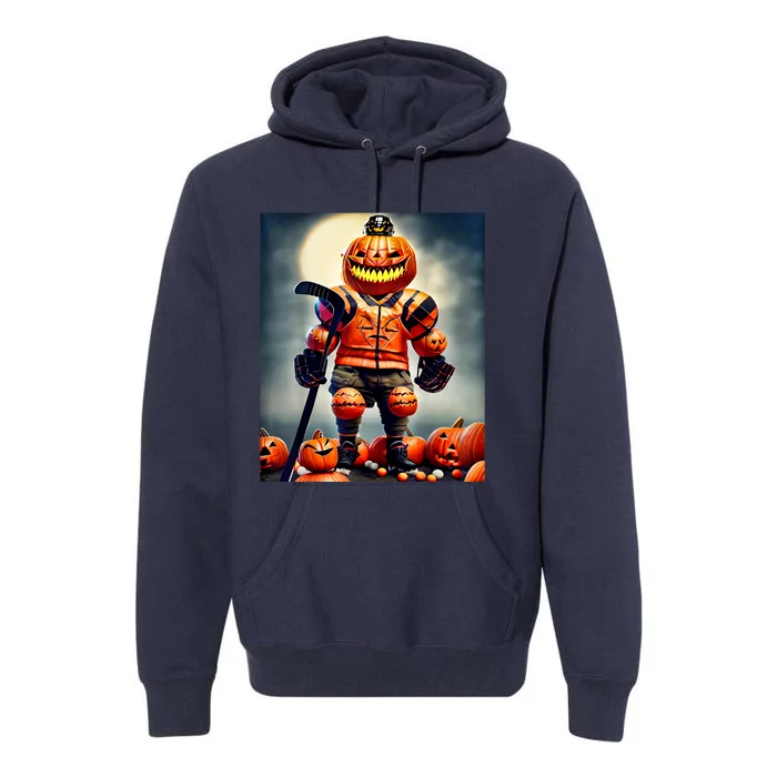 Halloween Hockey Season Pumpkin Player Premium Hoodie