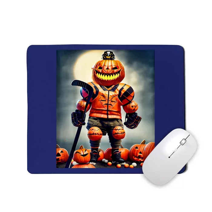 Halloween Hockey Season Pumpkin Player Mousepad