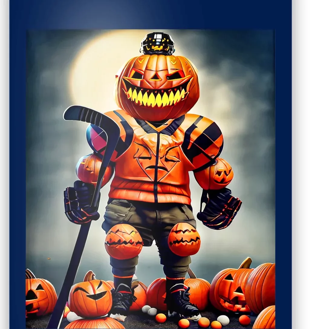 Halloween Hockey Season Pumpkin Player Poster