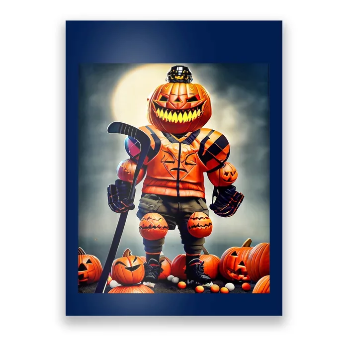 Halloween Hockey Season Pumpkin Player Poster