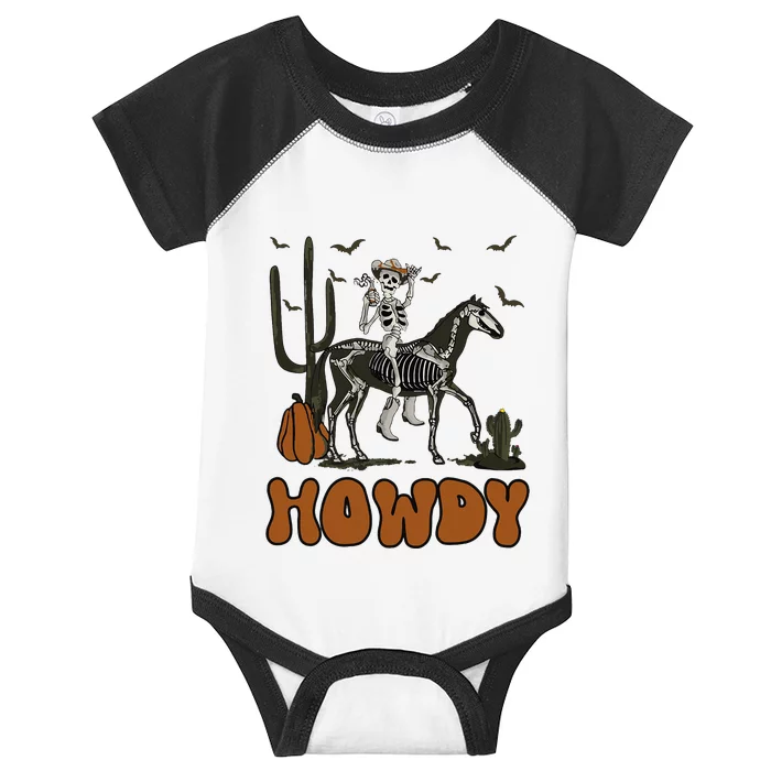 Halloween Howdy Skeleton With Horse And Cowboy Hat Infant Baby Jersey Bodysuit