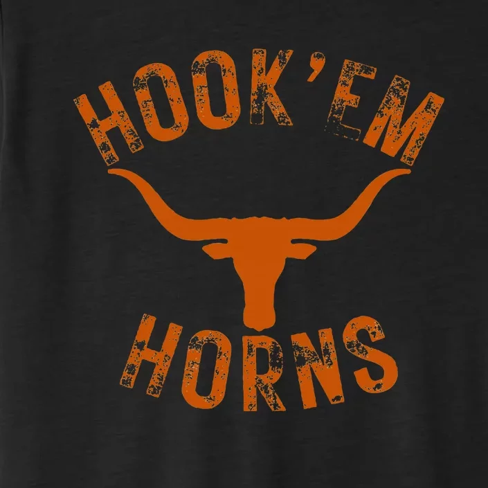 HookEm Horns State Of Texas Bull Head With Longhorns ChromaSoft Performance T-Shirt