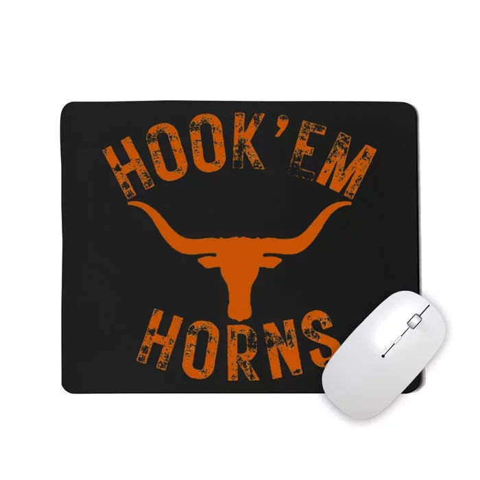 HookEm Horns State Of Texas Bull Head With Longhorns Mousepad