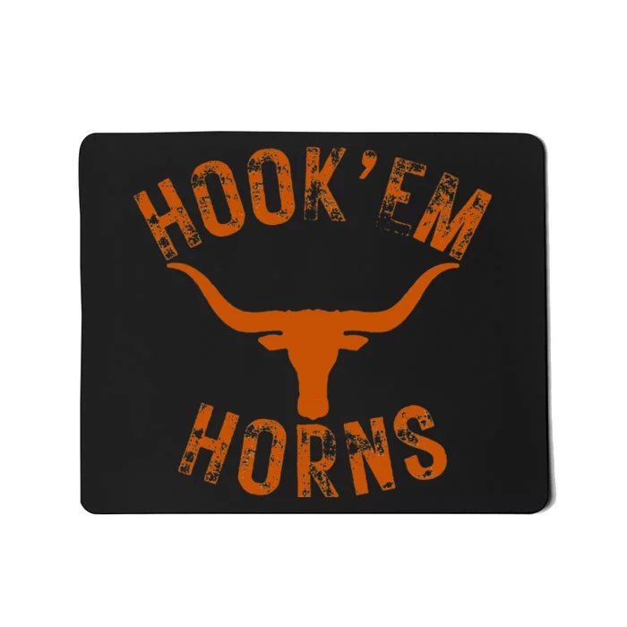 HookEm Horns State Of Texas Bull Head With Longhorns Mousepad