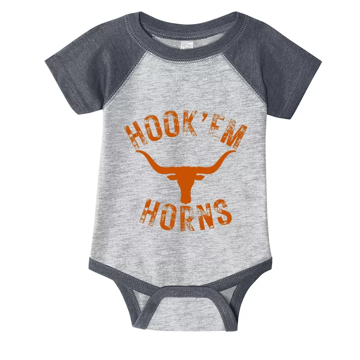 HookEm Horns State Of Texas Bull Head With Longhorns Infant Baby Jersey Bodysuit