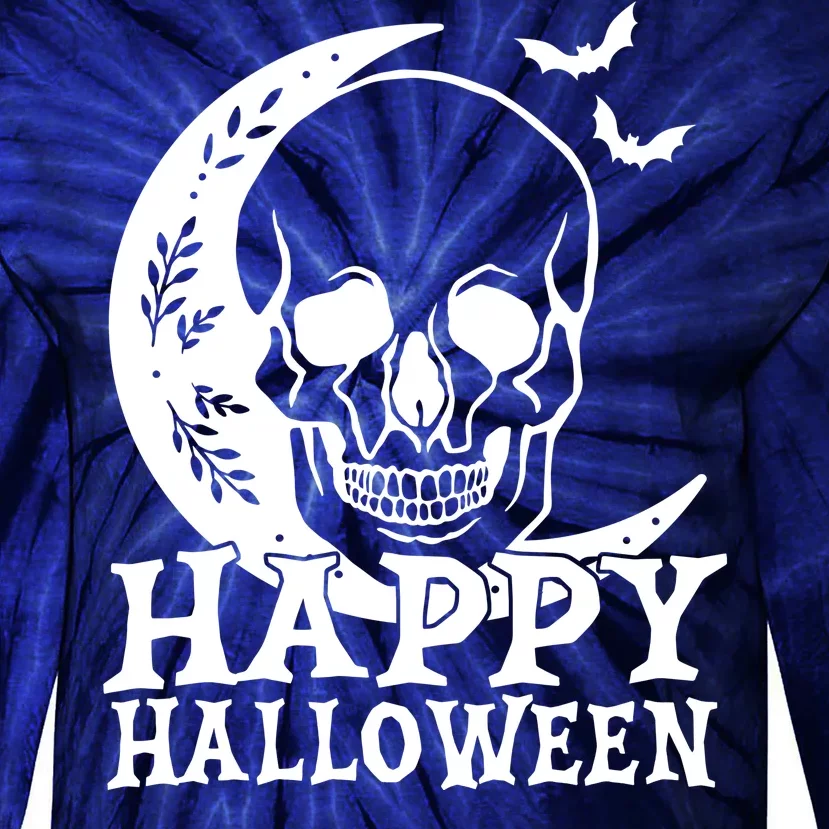 Happy Halloween Skull Moon Spooky Tie-Dye Long Sleeve Shirt