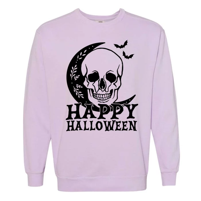 Happy Halloween Skull Moon Spooky Garment-Dyed Sweatshirt