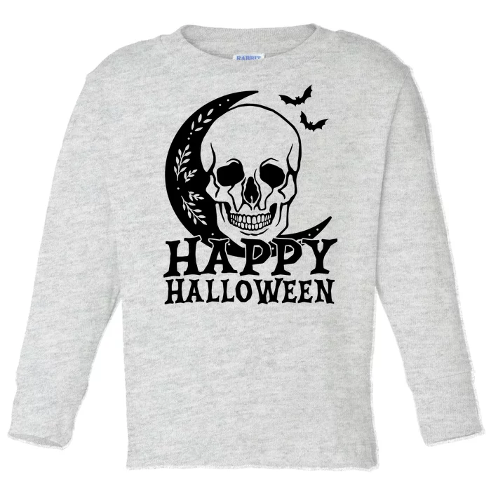 Happy Halloween Skull Moon Spooky Toddler Long Sleeve Shirt