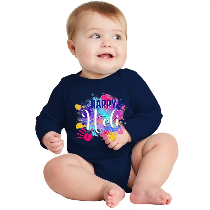 Happy Holi Spring Festival Colorful India Hindu Baby Long Sleeve Bodysuit