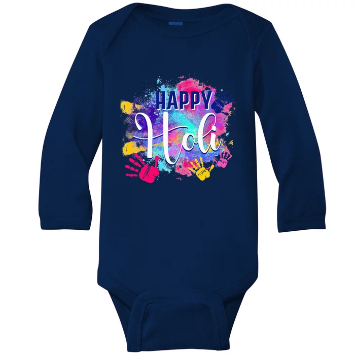 Happy Holi Spring Festival Colorful India Hindu Baby Long Sleeve Bodysuit