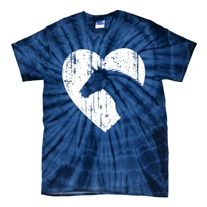 Horse Heart Silhouette For Cowgirl Equestrian Graphic Print Tie-Dye T-Shirt