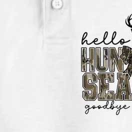 Hello Hunting Season Goodbye Husband Deer Girl Women Dry Zone Grid Performance Polo