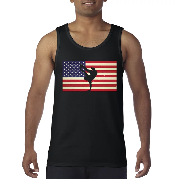 Hip Hop Street Break Dancing Teacher Patriotic American Flag Tank Top