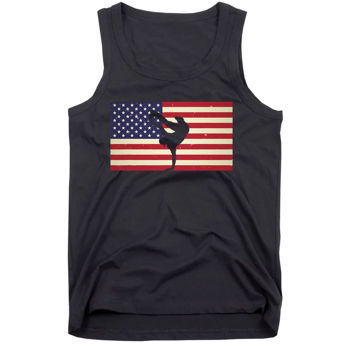 Hip Hop Street Break Dancing Teacher Patriotic American Flag Tank Top