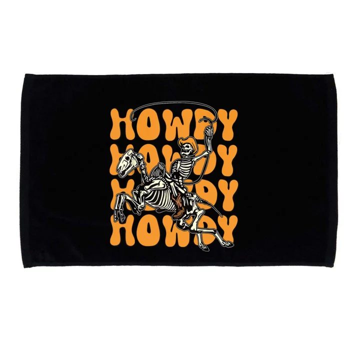 Halloween Howdy Skeleton With Horse Cowboy Hat Lasso Microfiber Hand Towel