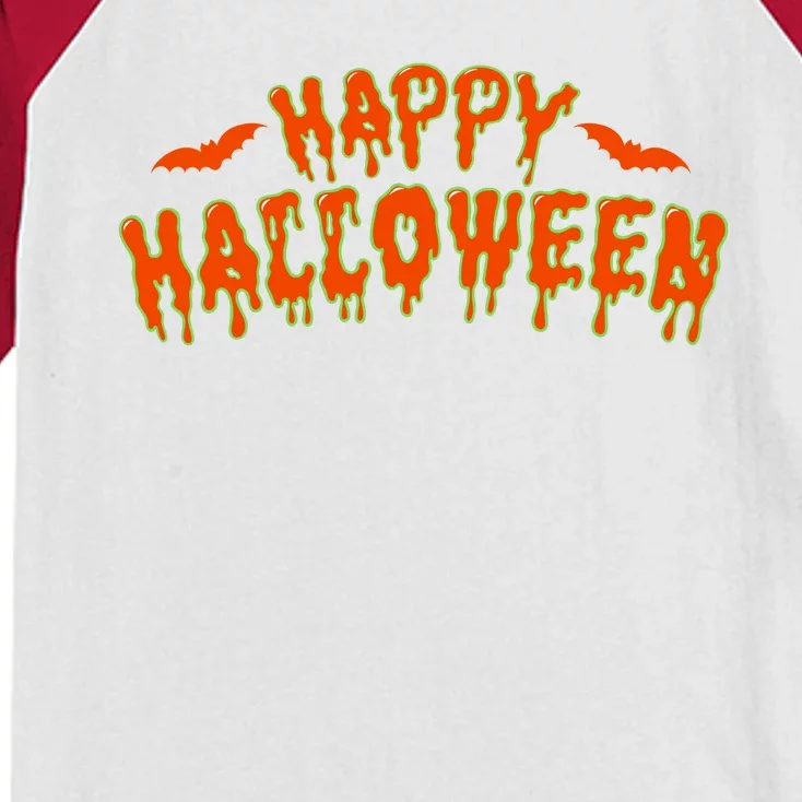 Happy Halloween Spooky Season Kids Colorblock Raglan Jersey