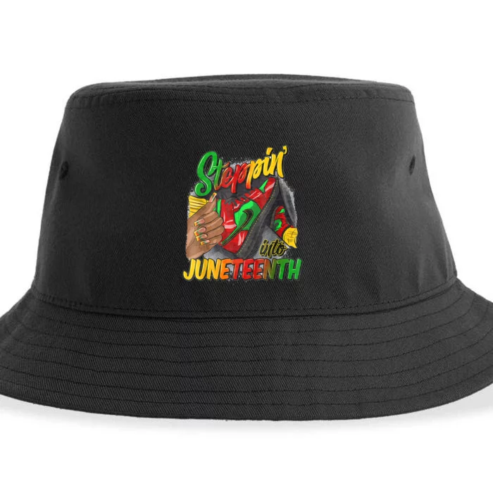 High Heels Steppin Into Juneteenth Africa Black Woman Sustainable Bucket Hat