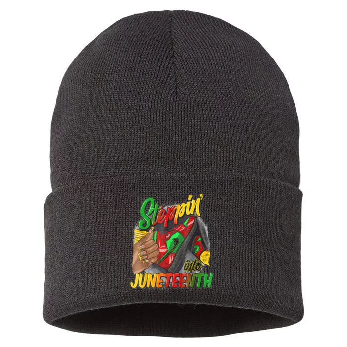 High Heels Steppin Into Juneteenth Africa Black Woman Sustainable Knit Beanie