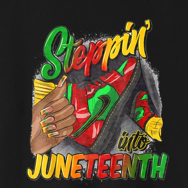 High Heels Steppin Into Juneteenth Africa Black Woman Women's Crop Top Tee