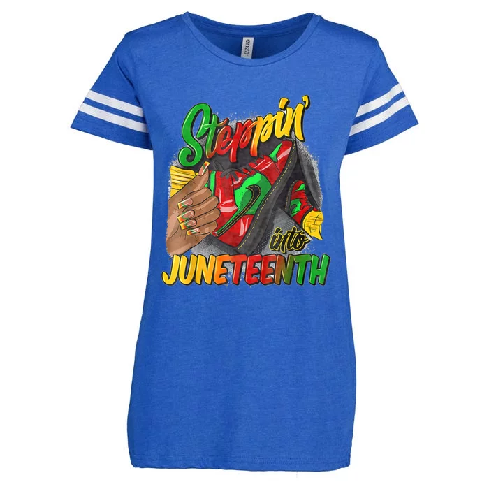 High Heels Steppin Into Juneteenth Africa Black Woman Enza Ladies Jersey Football T-Shirt