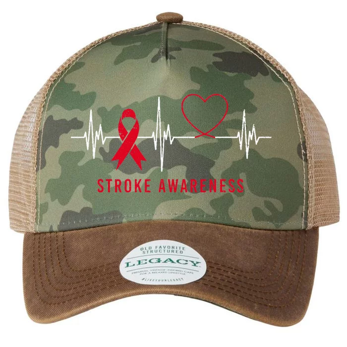 Heartbeat Heart Stroke Awareness Month Red Ribbon Support Legacy Tie Dye Trucker Hat