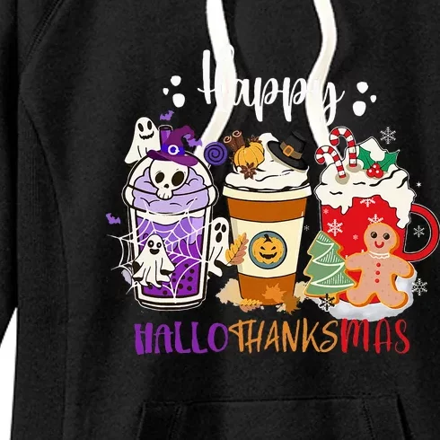 Happy Hallo Thanks Mas Coffee Drinks & Festive Icons Women's Fleece Hoodie