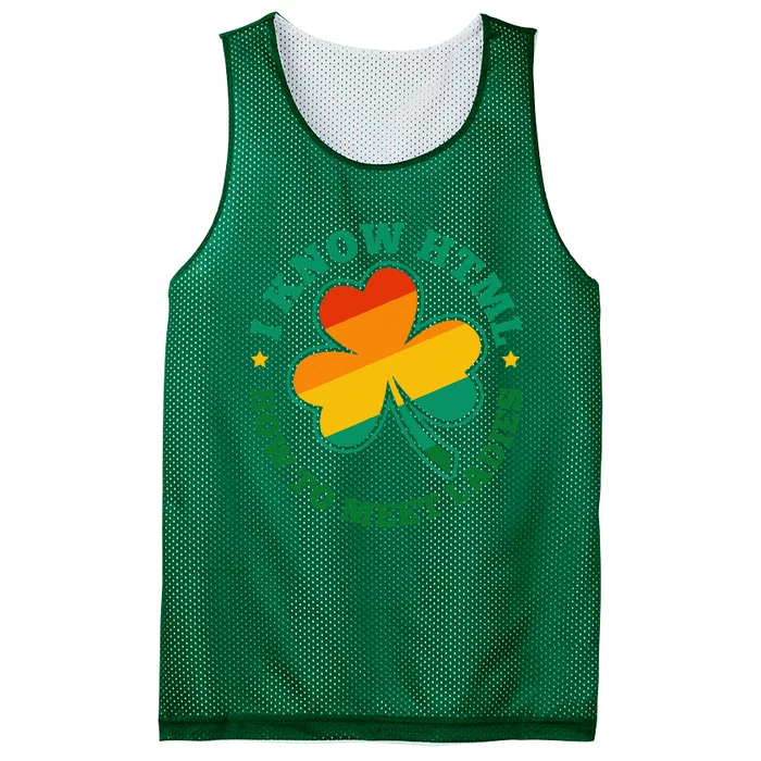 HTML How to Meet Ladies Funny Computer Language Funny Irish Mesh Reversible Basketball Jersey Tank