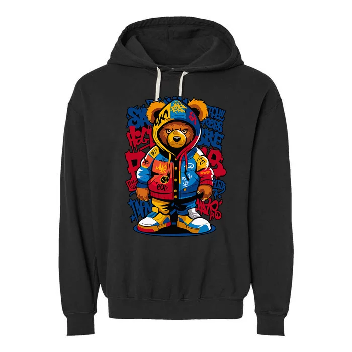 Hip Hop Teddy Bear Rap Music Garment-Dyed Fleece Hoodie