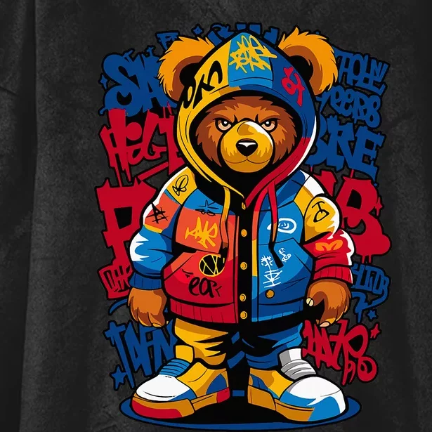 Hip Hop Teddy Bear Rap Music Hooded Wearable Blanket