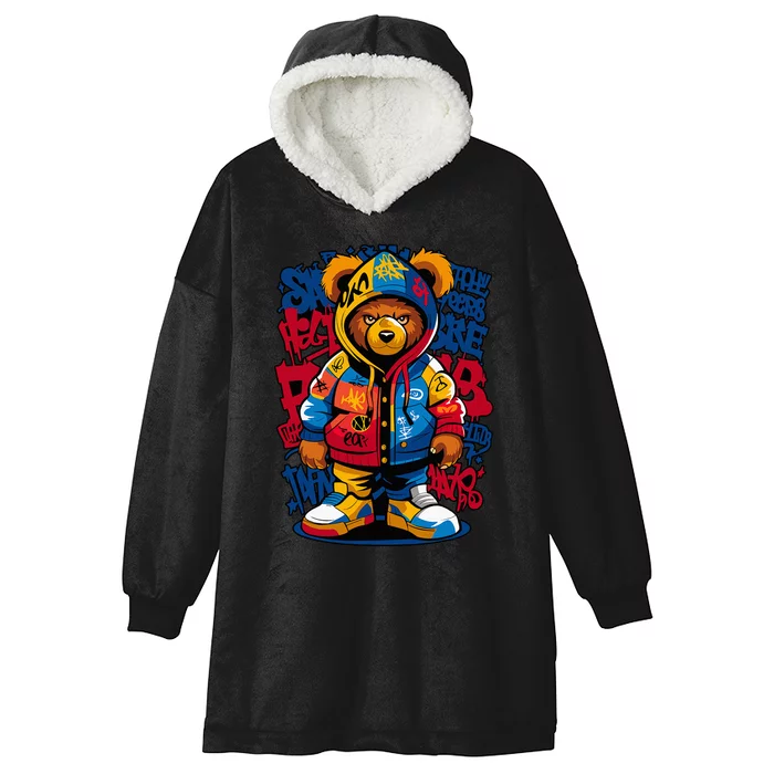 Hip Hop Teddy Bear Rap Music Hooded Wearable Blanket