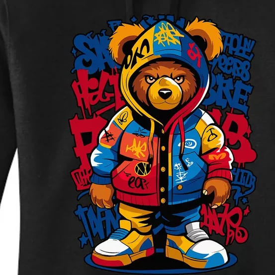 Hip Hop Teddy Bear Rap Music Women's Pullover Hoodie