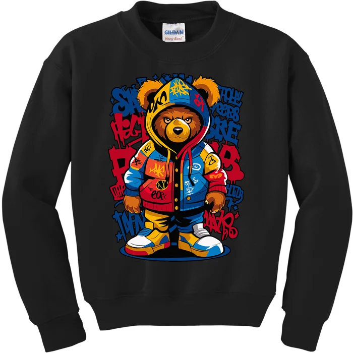 Hip Hop Teddy Bear Rap Music Kids Sweatshirt