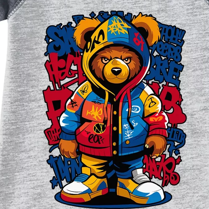 Hip Hop Teddy Bear Rap Music Infant Baby Jersey Bodysuit