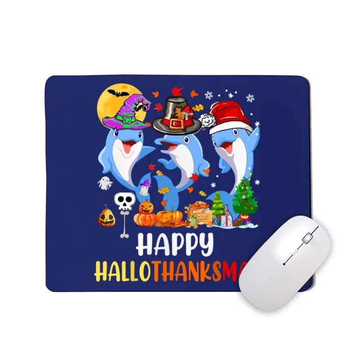 Happy Hallothanksmas Thanksgiving Halloween Dolphins Xmas Gift Mousepad