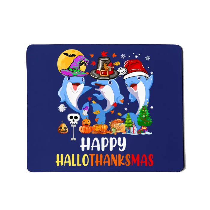 Happy Hallothanksmas Thanksgiving Halloween Dolphins Xmas Gift Mousepad