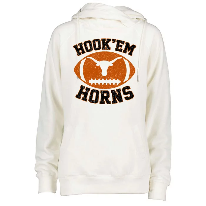 Hook’Em Horns Texas State Vintage Football Womens Funnel Neck Pullover Hood